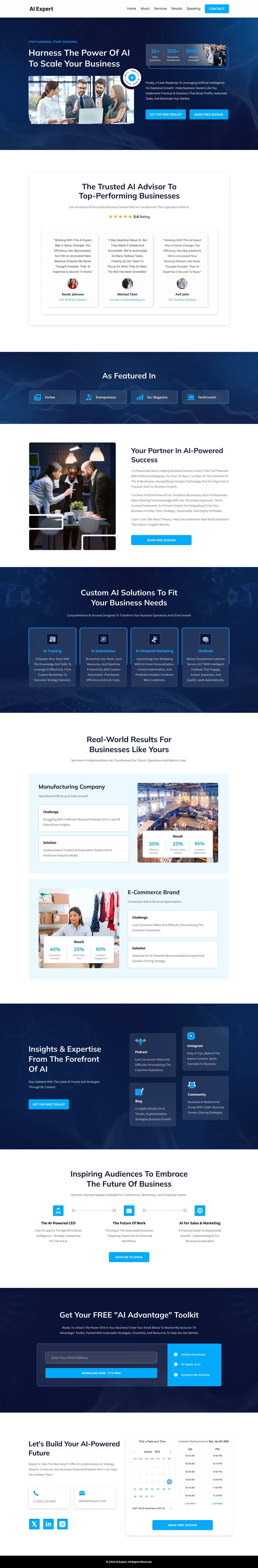 AI Consulting & Business Automation Funnel — full page screenshot