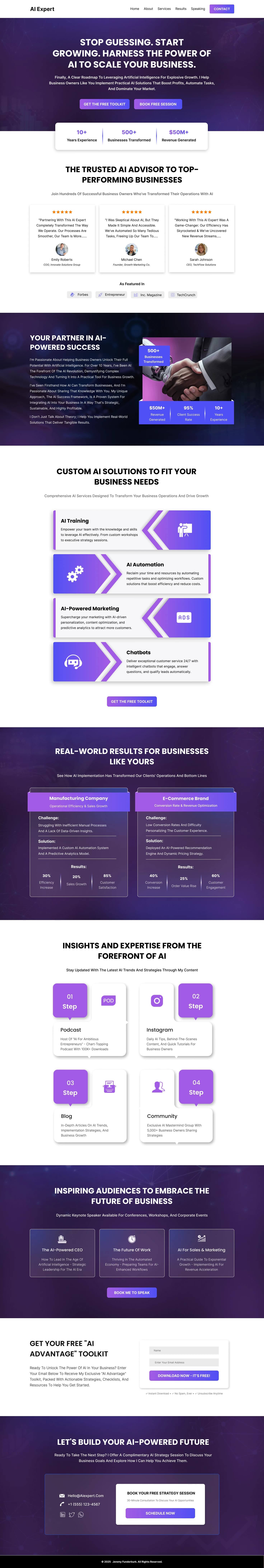 AI Consulting & Business Automation Funnel II — full page screenshot