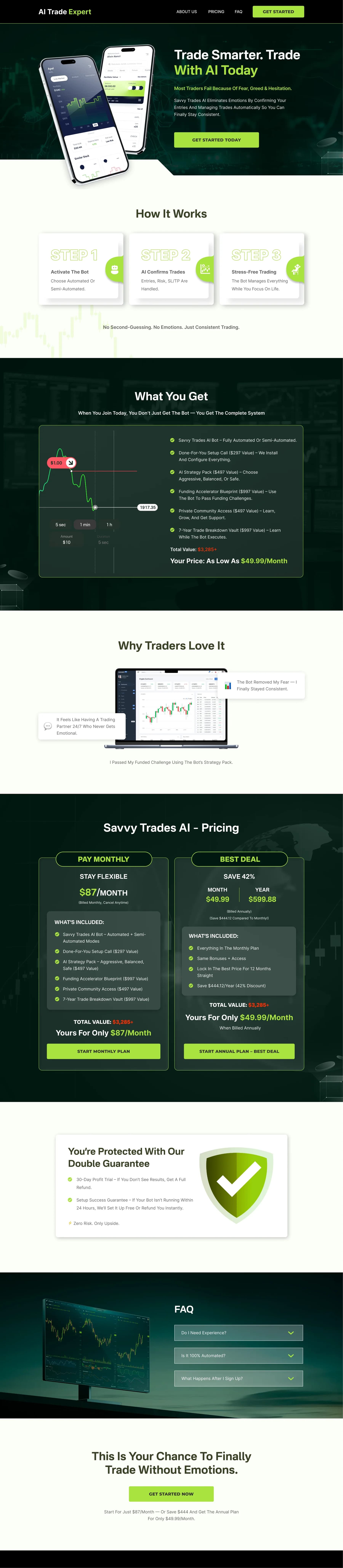 AI Trading SaaS Funnel — full page screenshot