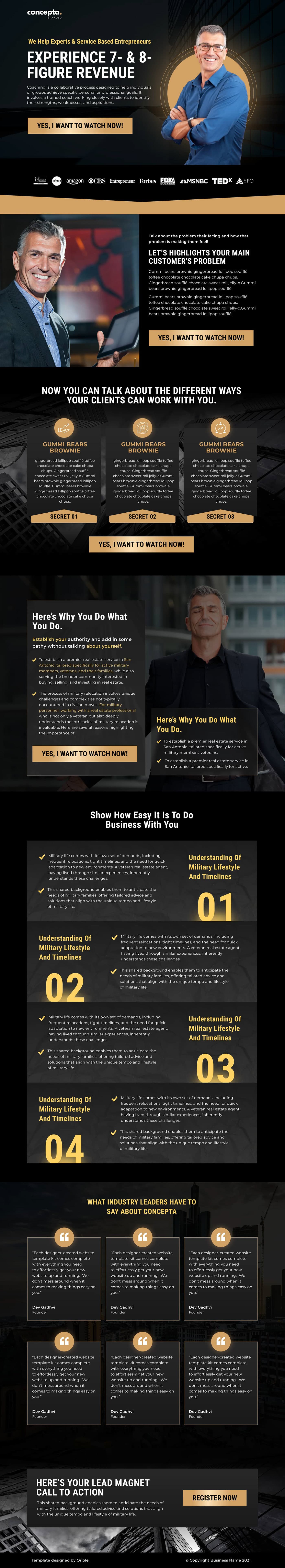 Business Coach Template — full page screenshot