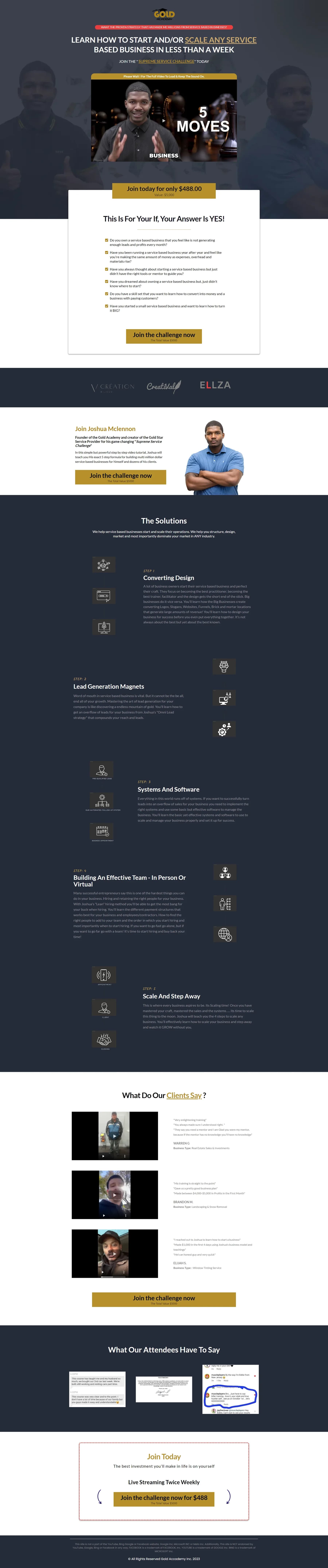 Gold Academy Funnel — full page screenshot