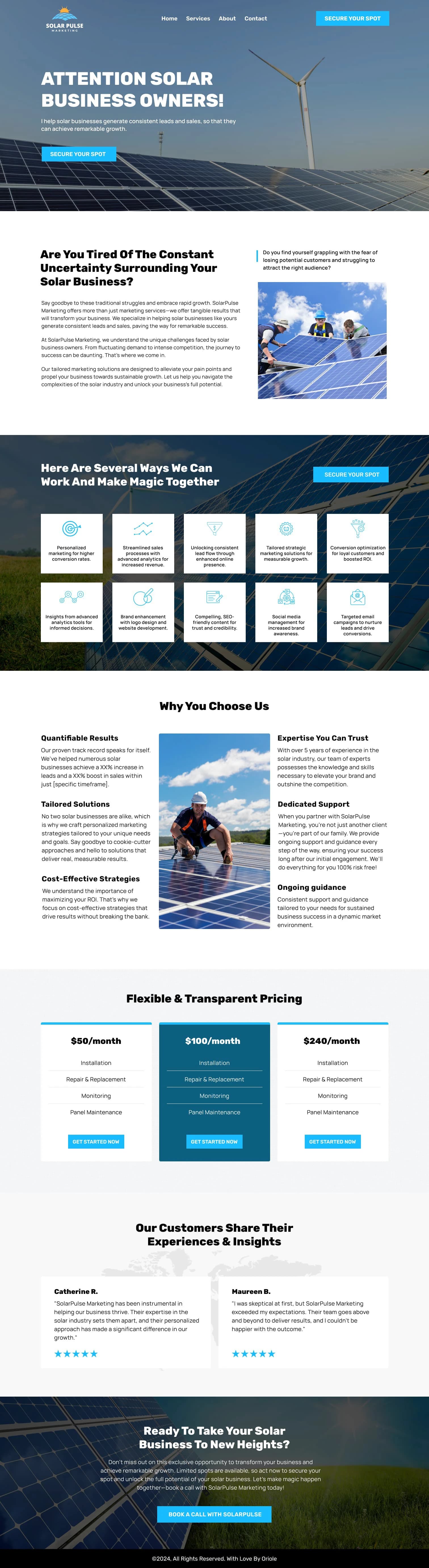 Landing page — full page screenshot