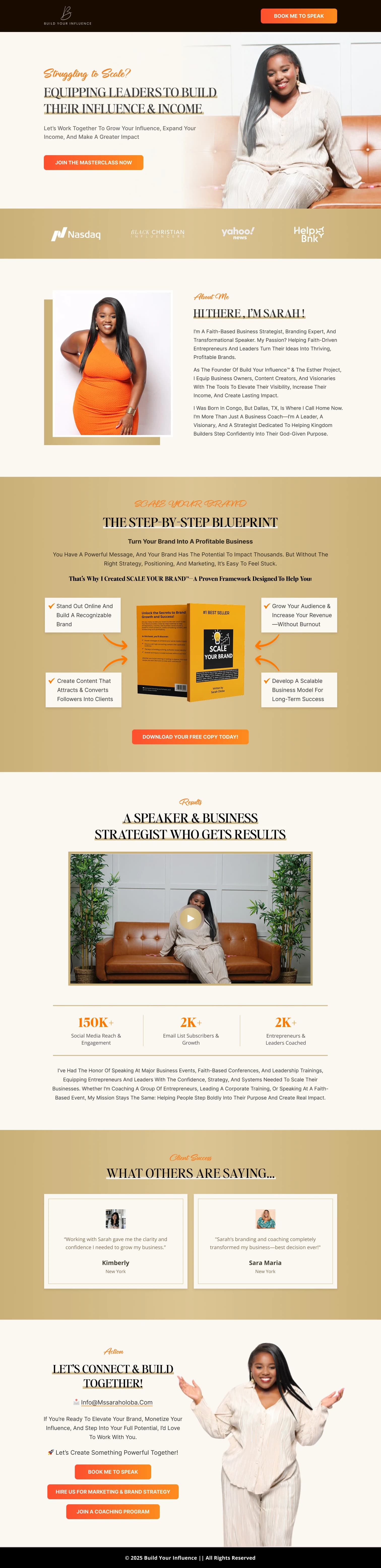Personal Brand & Speaker Funnel — full page screenshot