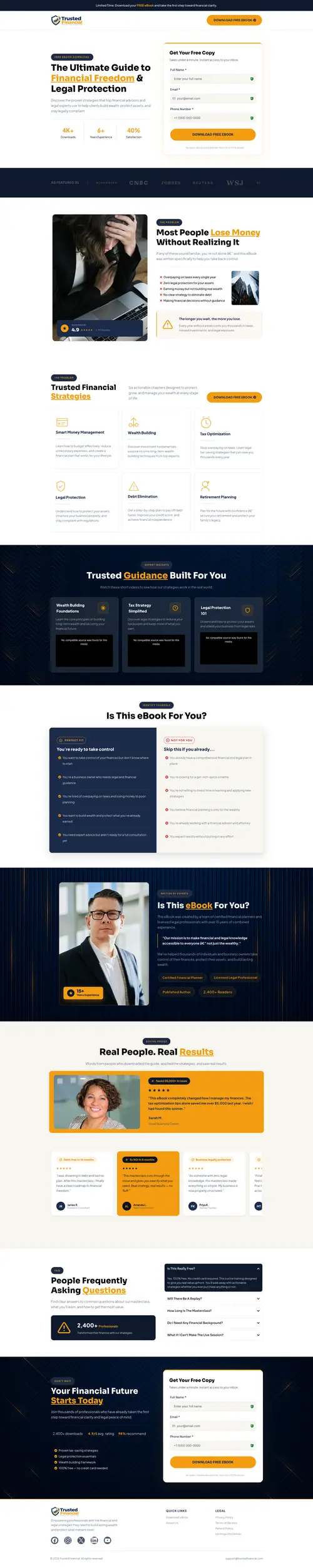 Financial Freedom eBook Funnel — full page screenshot