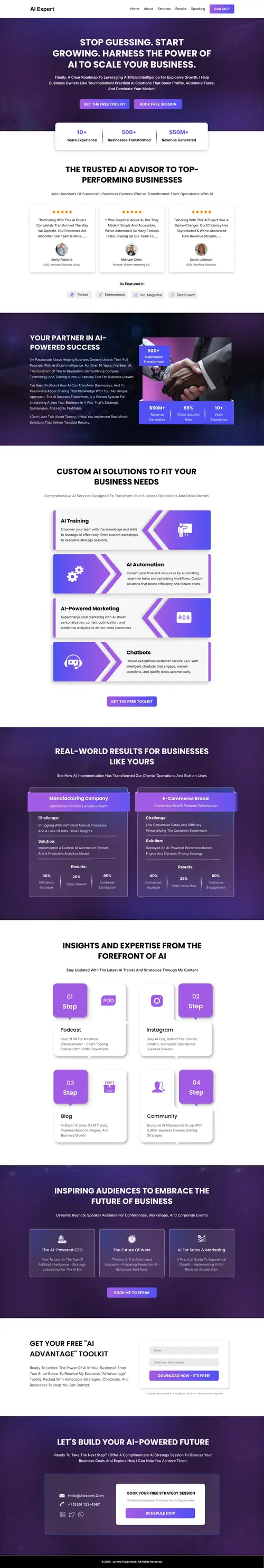 AI Consulting & Business Automation Funnel II — full page screenshot
