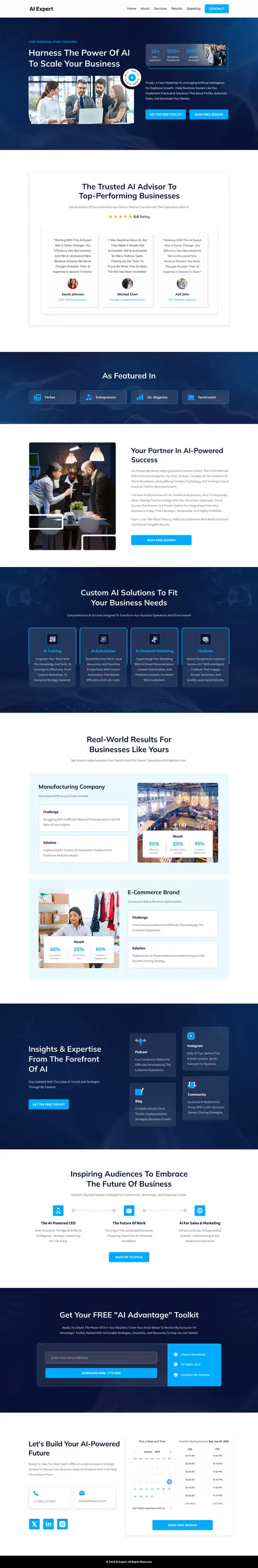 AI Consulting & Business Automation Funnel — full page screenshot