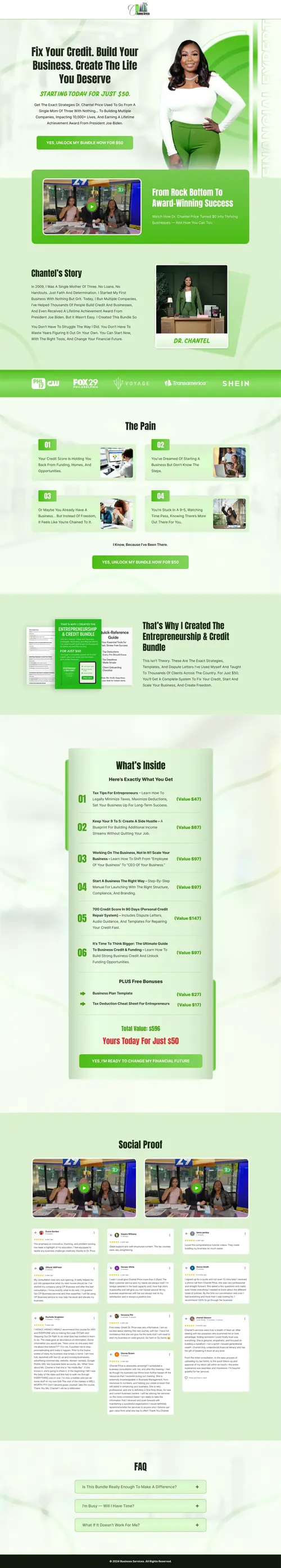 Credit Repair & Business Coaching Funnel — full page screenshot