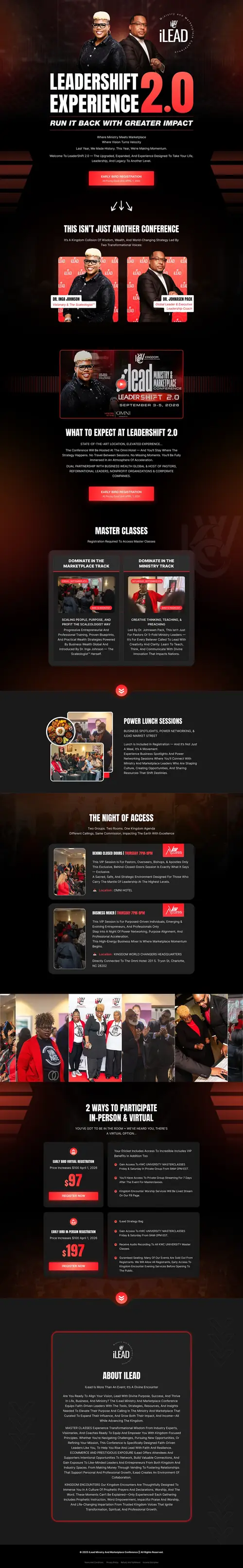 Event Sales Funnel for Leadership Conference — full page screenshot