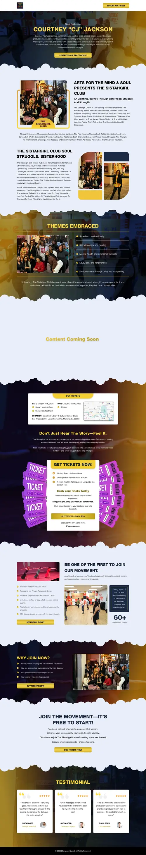 Event Ticket Funnel for Community & Cultural Experience — full page screenshot