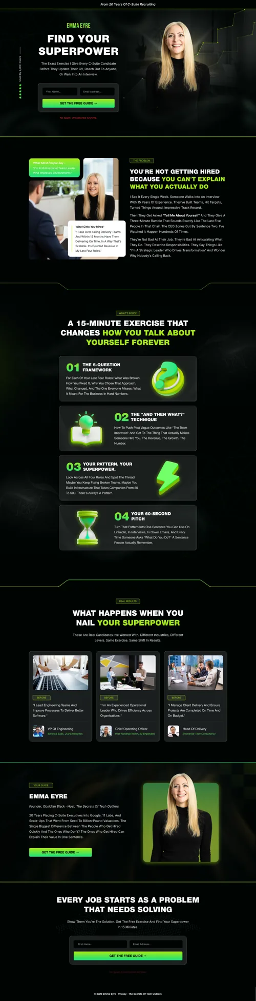 Executive Career Coaching Lead Magnet — full page screenshot