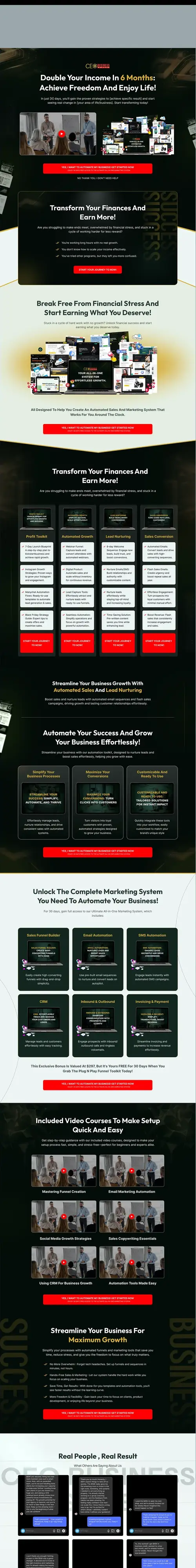 GoHighLevel Sales Funnel for Coaching Product — full page screenshot