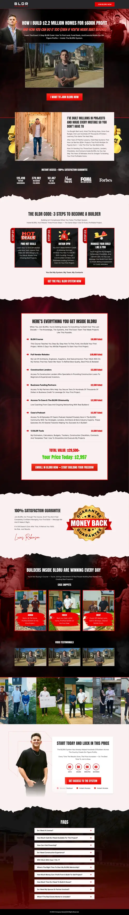 High-Ticket VSL Sales Funnel for Real Estate Education — full page screenshot