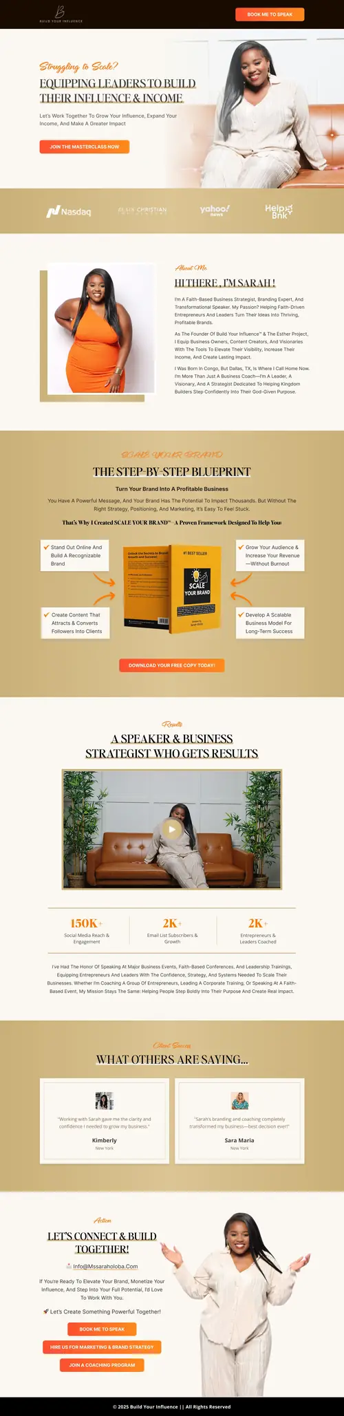 Personal Brand & Speaker Funnel — full page screenshot