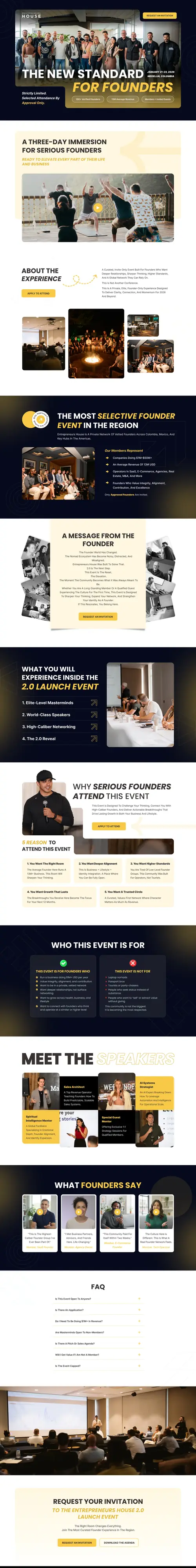 Premium Founder Event Funnel — full page screenshot