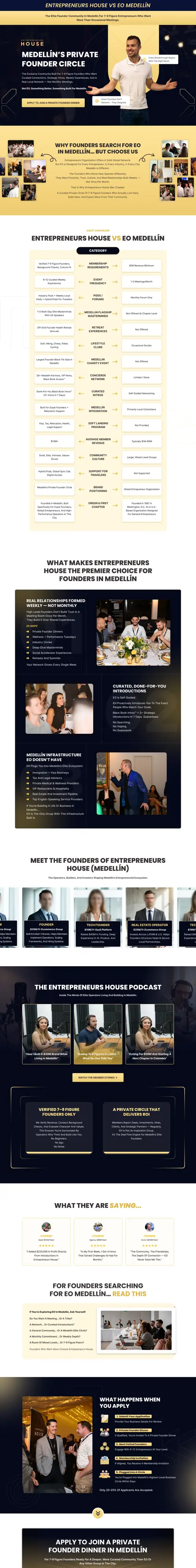 Private Founder Community Funnel — full page screenshot