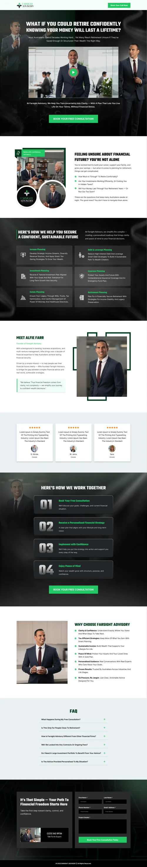 Retirement & Financial Planning Funnel — full page screenshot