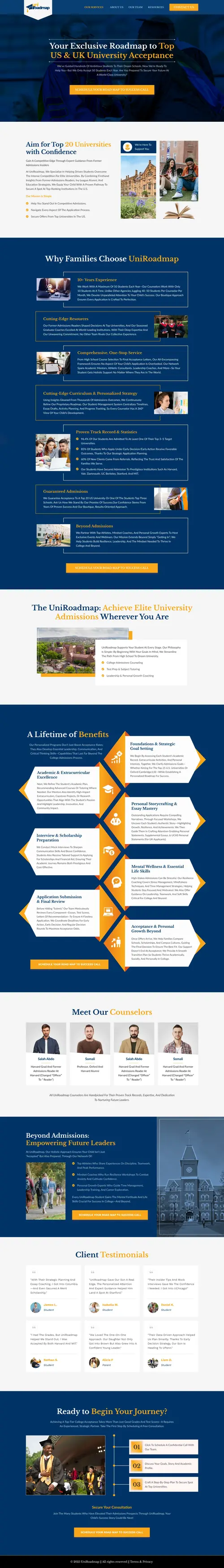 University Admission Consulting Funnel — full page screenshot